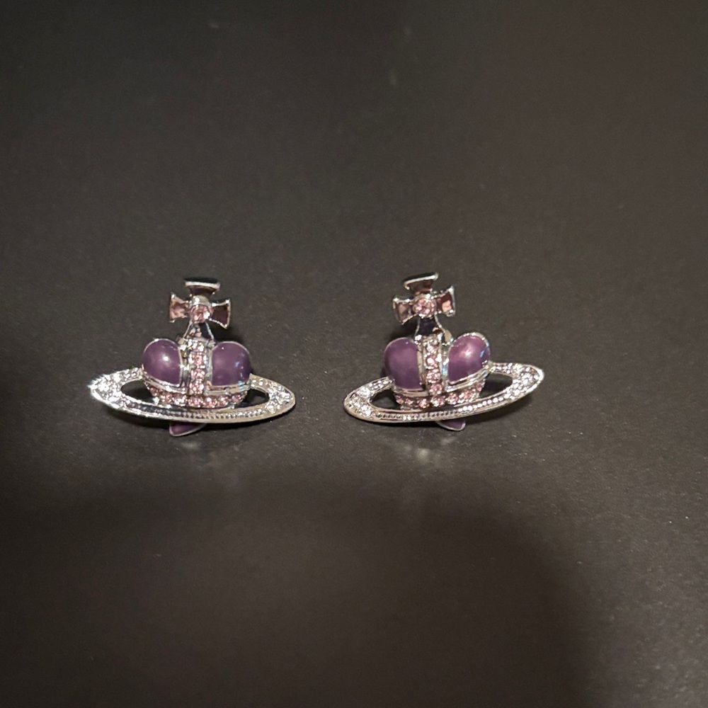 VIVIENNE WESTWOOD LIKE Elegant Purple and Silver Earrings